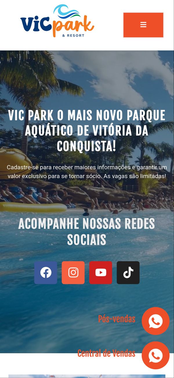 Site para Parque Aquático — versão mobile