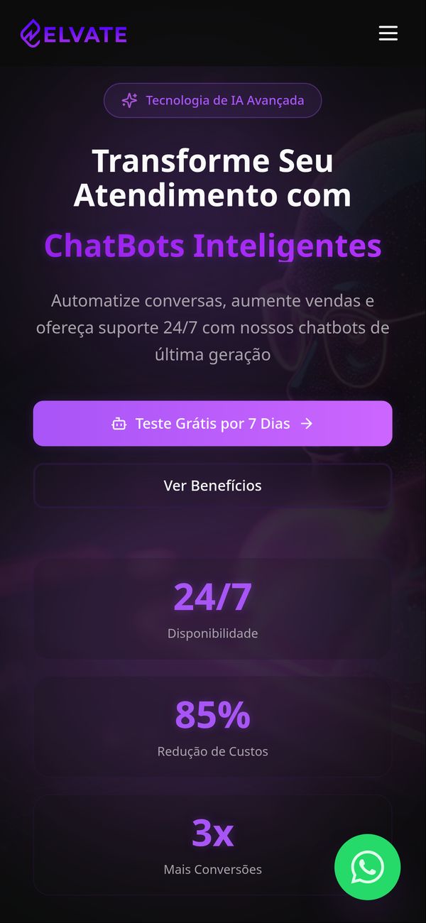 Site para SaaS — versão mobile