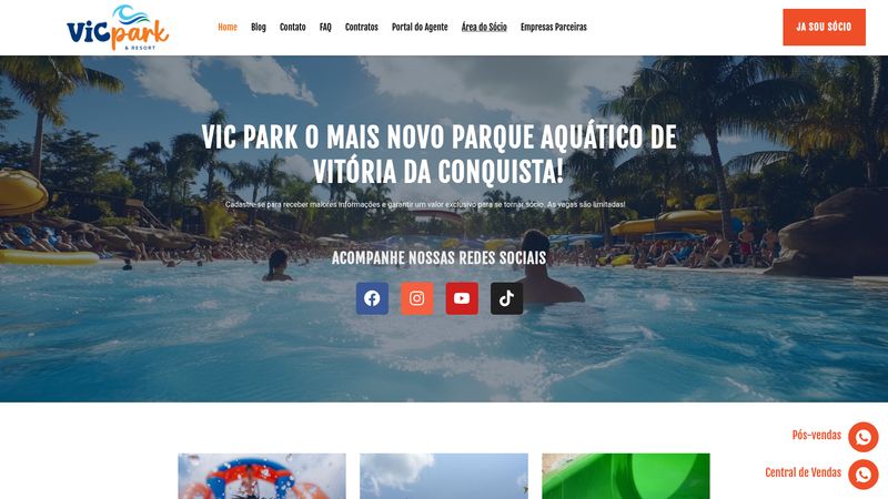 Site profissional desenvolvido para Parque Aquático — Portfólio Elvate