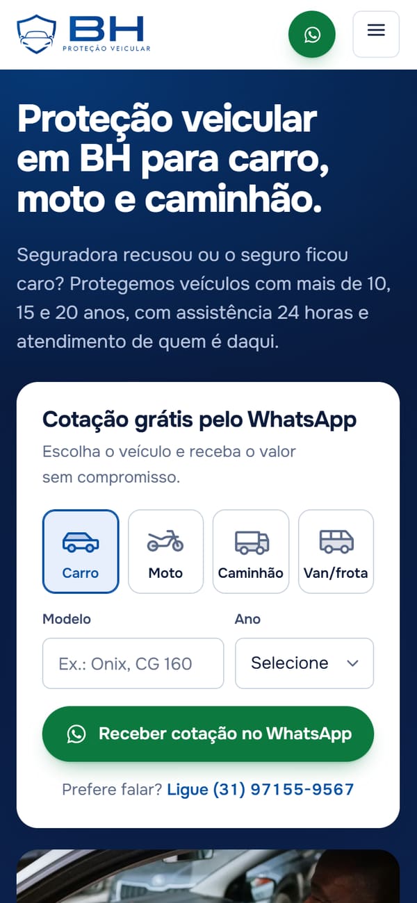Site para Proteção Veicular — versão mobile
