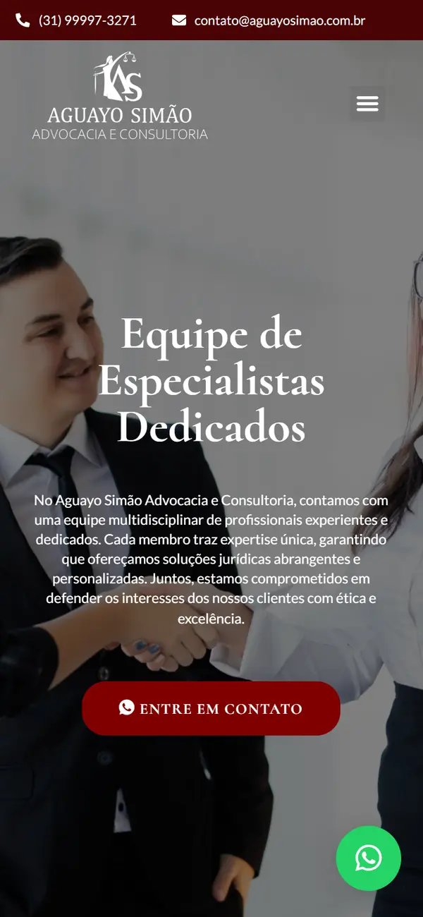 Site da Aguayo Simão Advocacia no celular