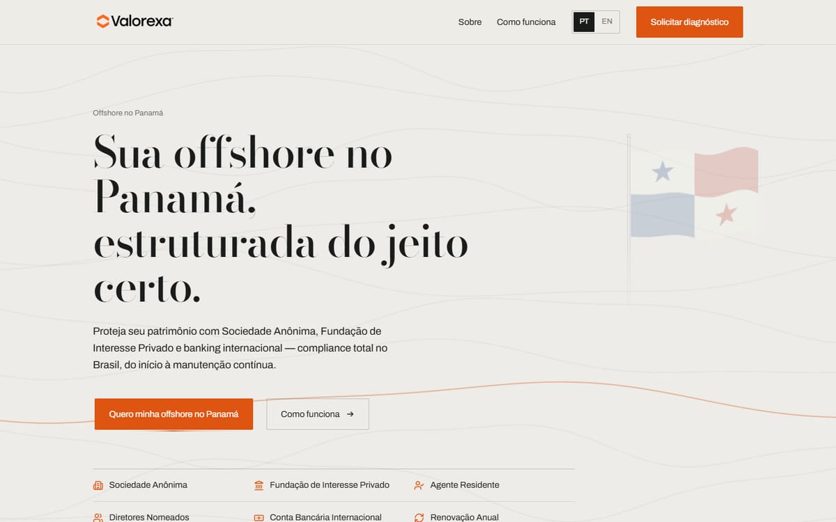 Site para Consultoria Offshore desenvolvido pela Elvate — versão desktop