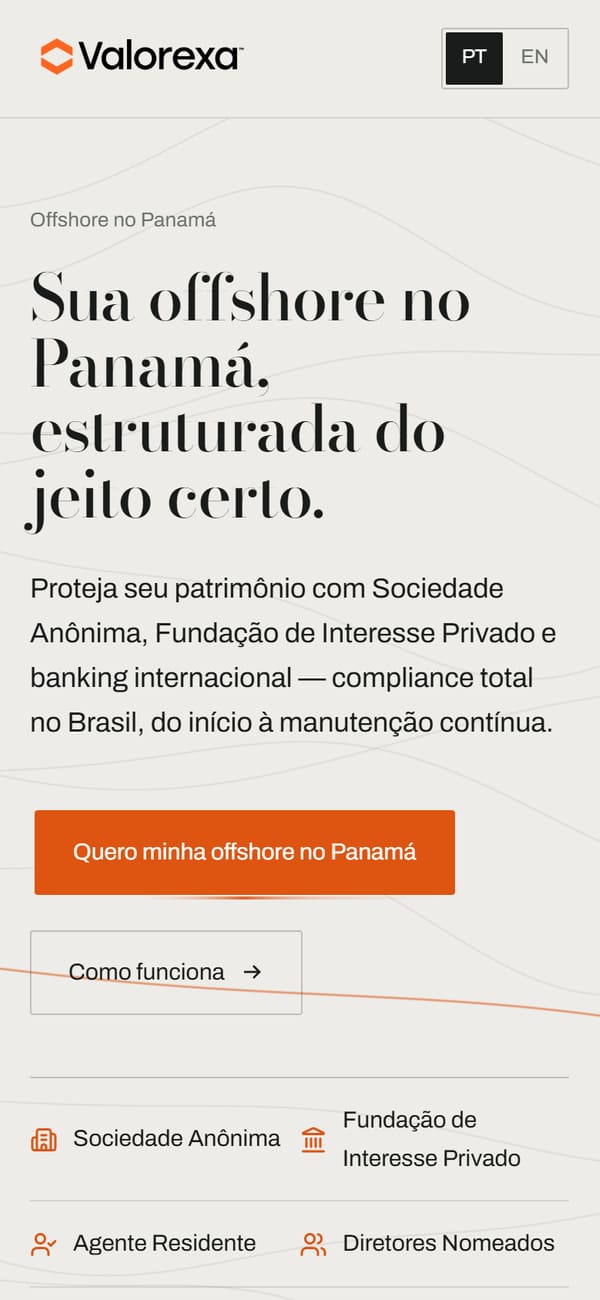 Site para Consultoria Offshore — versão mobile