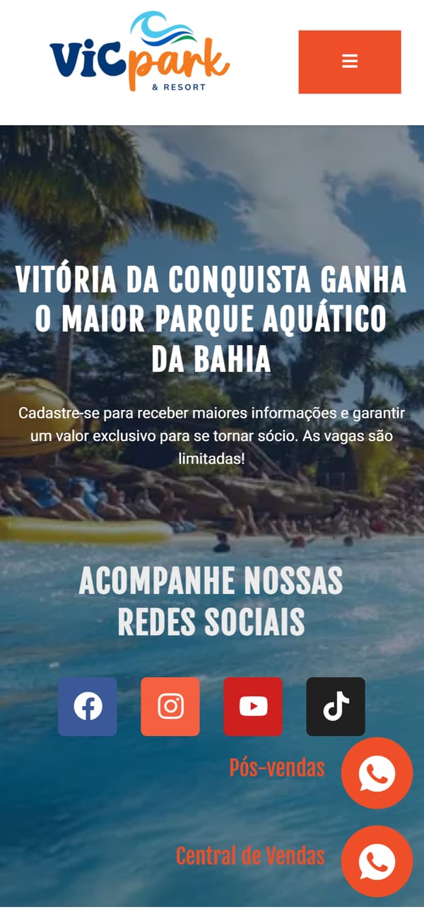 Site para Parque Aquático — versão mobile