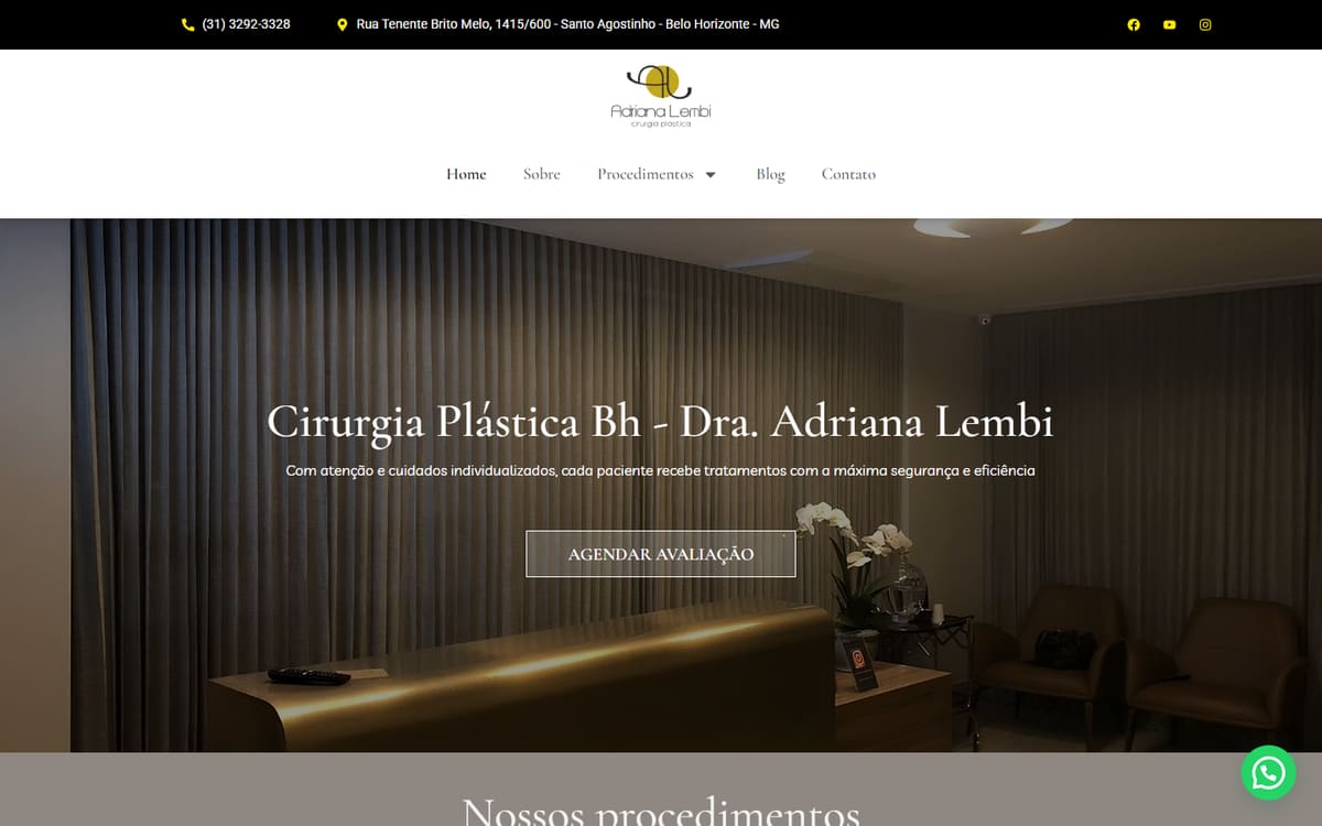 Site para Cirurgia Plástica desenvolvido pela Elvate — versão desktop