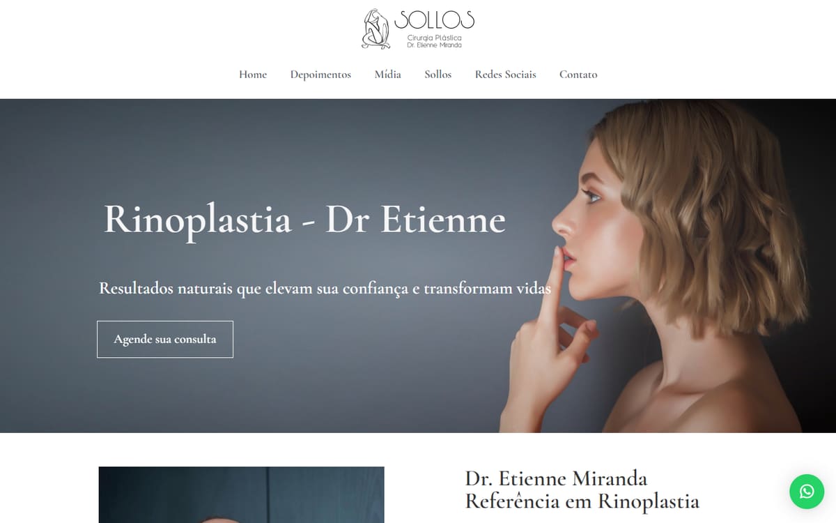 Site para Rinoplastia desenvolvido pela Elvate — versão desktop
