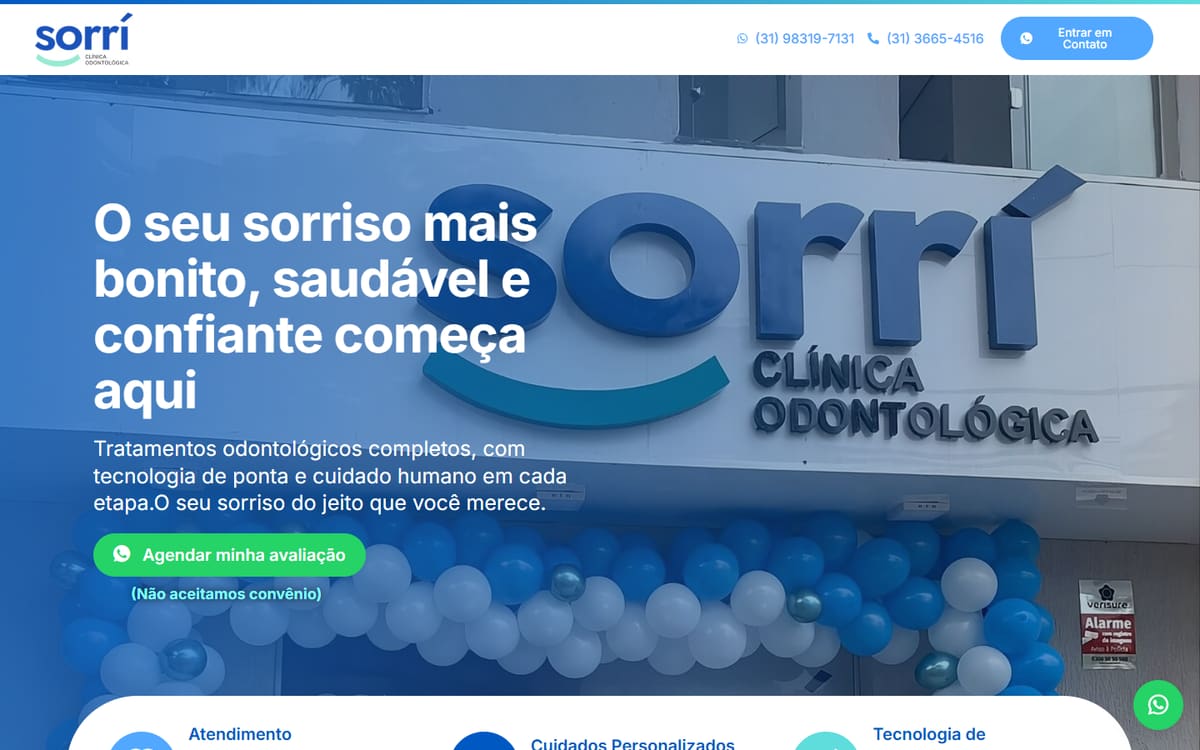 Site para Odontologia desenvolvido pela Elvate — versão desktop