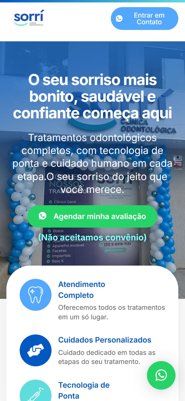 Site para Odontologia — versão mobile