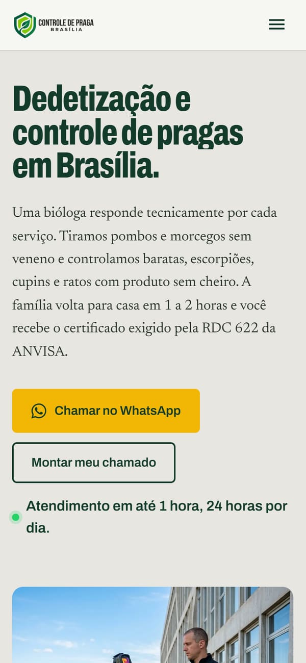 Site para Controle de Pragas — versão mobile