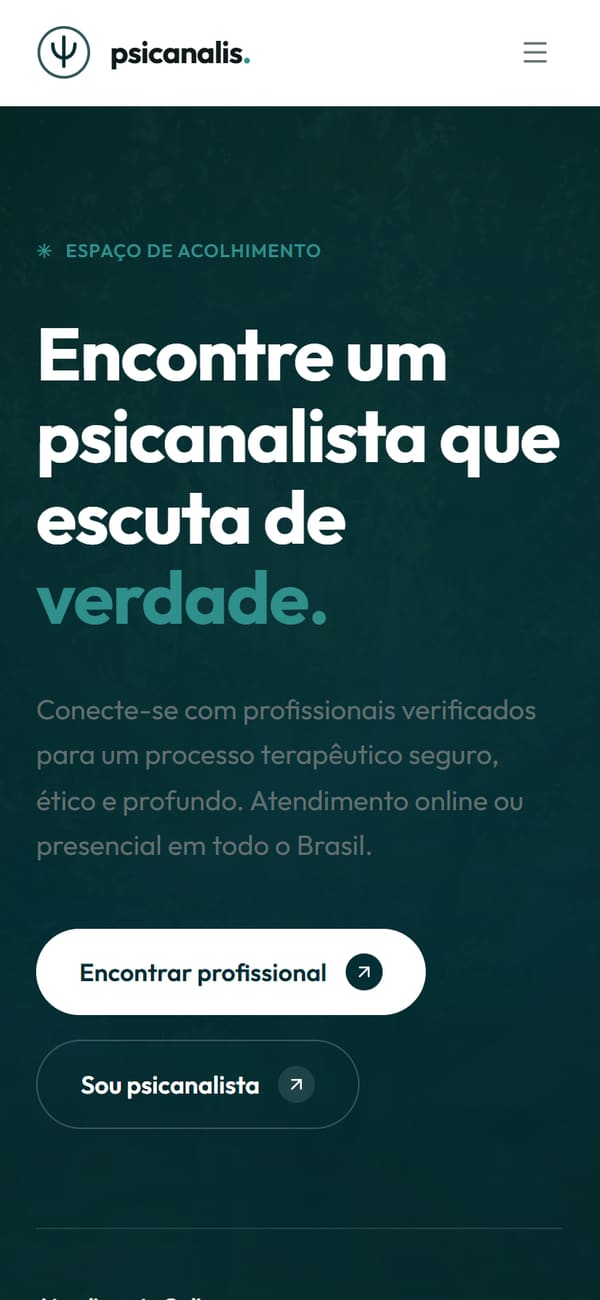 Site para Psicanálise — versão mobile