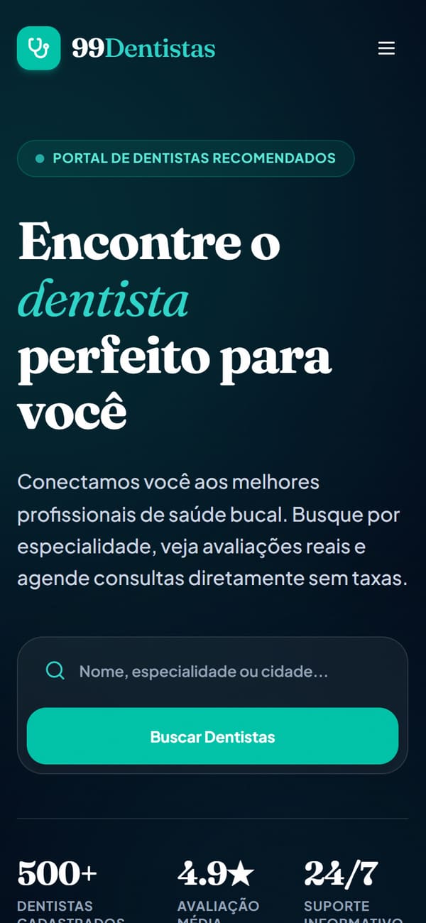 Site para Portal de Dentistas — versão mobile
