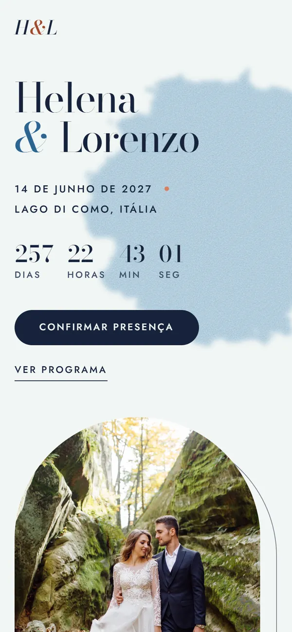 Site de casamento de Helena & Lorenzo no celular