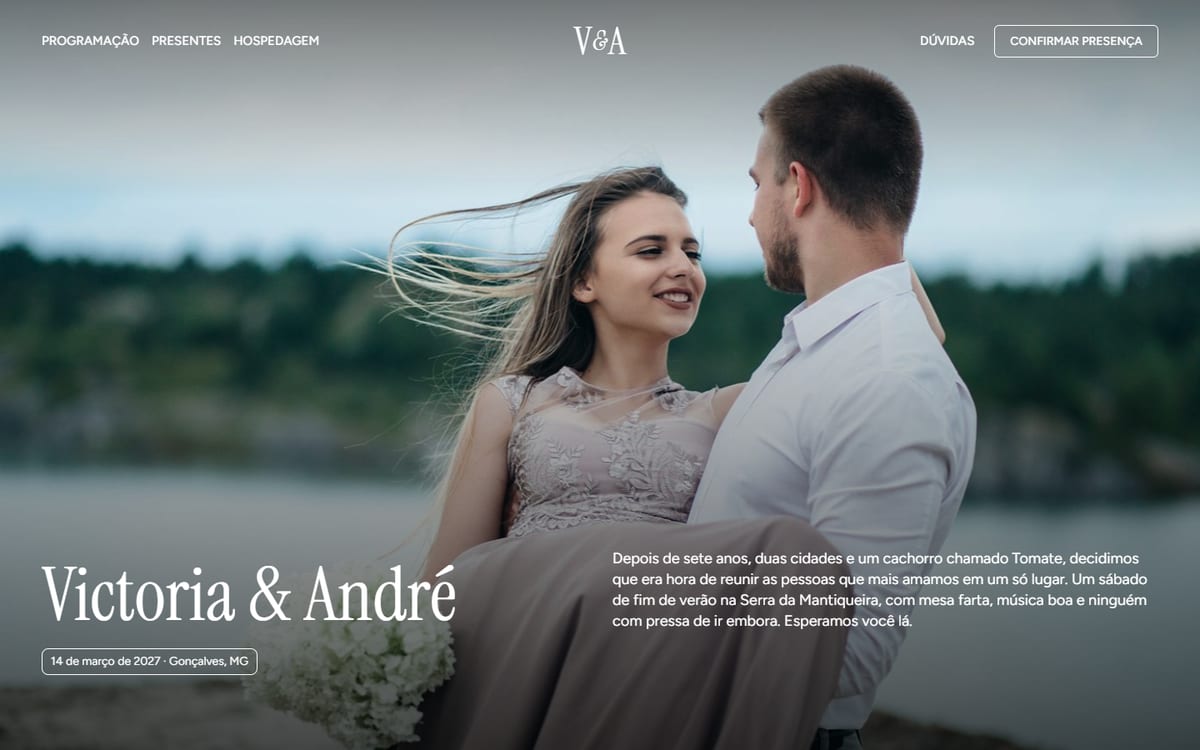 Site para Site de Casamento desenvolvido pela Elvate — versão desktop
