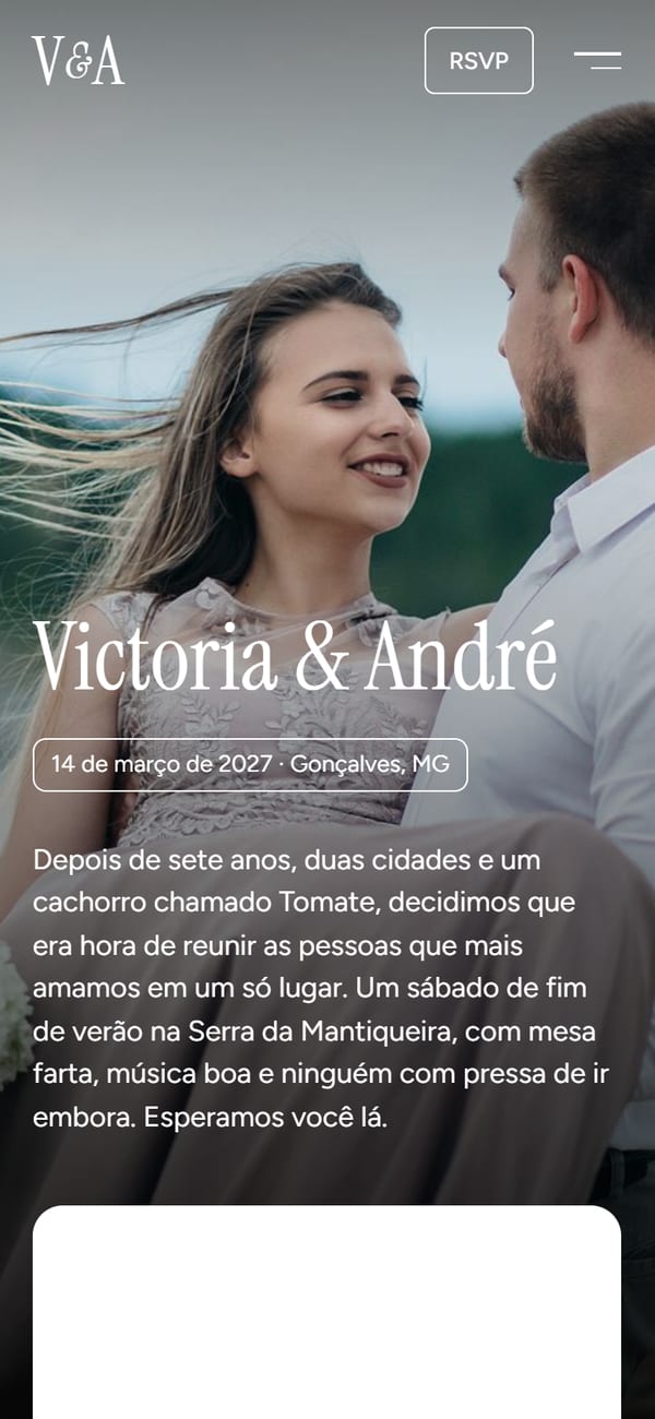 Site para Site de Casamento — versão mobile