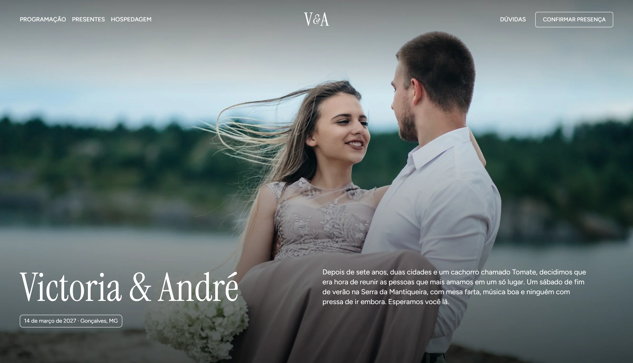 Site de casamento de Victoria & André