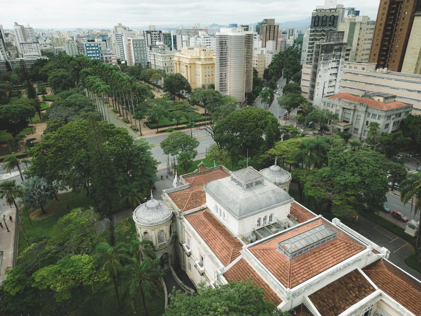 Vista aérea da Praça da Liberdade, em Belo Horizonte