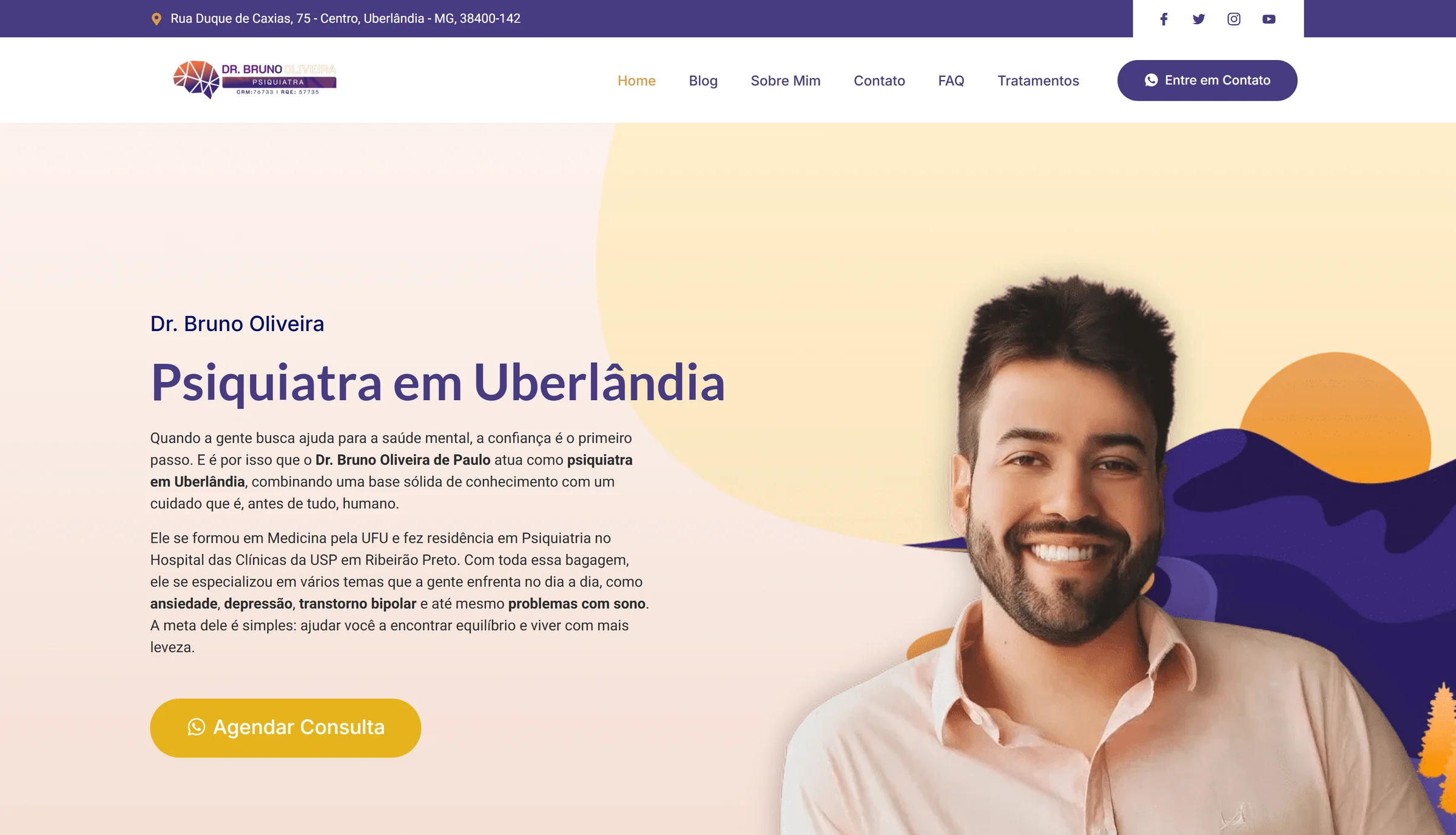 Site do Dr. Bruno Oliveira, psiquiatra em Uberlândia