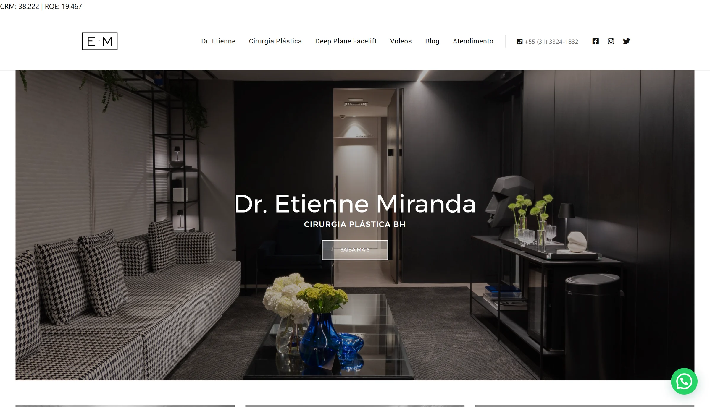 Site do Dr. Etienne Miranda, cirurgia plástica em BH